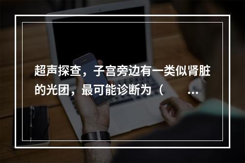 超声探查，子宫旁边有一类似肾脏的光团，最可能诊断为（　　）。