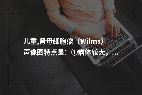 儿童,肾母细胞瘤（Wilms）声像图特点是：①瘤体较大，边界