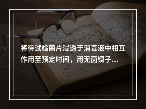 将待试验菌片浸透于消毒液中相互作用至预定时间，用无菌镊子将菌