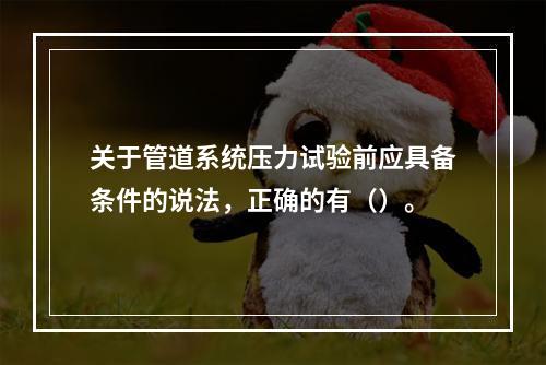 关于管道系统压力试验前应具备条件的说法，正确的有（）。