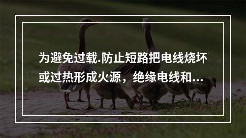 为避免过载.防止短路把电线烧坏或过热形成火源，绝缘电线和电缆