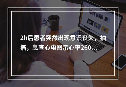 2h后患者突然出现意识丧失，抽搐，急查心电图示心率260次/