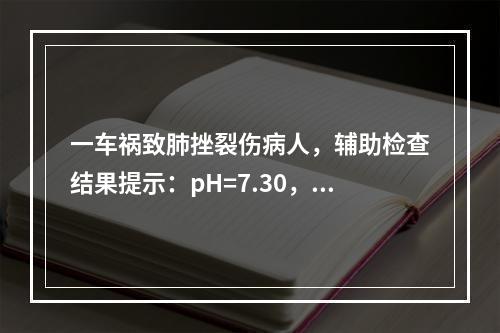 一车祸致肺挫裂伤病人，辅助检查结果提示：pH=7.30，P