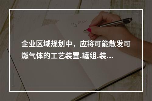 企业区域规划中，应将可能散发可燃气体的工艺装置.罐组.装卸区