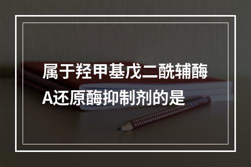 属于羟甲基戊二酰辅酶A还原酶抑制剂的是