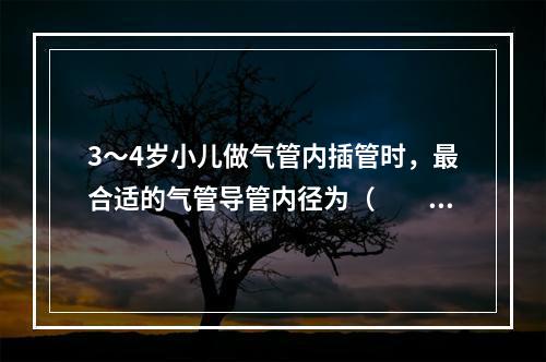 3～4岁小儿做气管内插管时，最合适的气管导管内径为（　　）