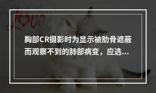 胸部CR摄影时为显示被肋骨遮蔽而观察不到的肺部病变，应选用处