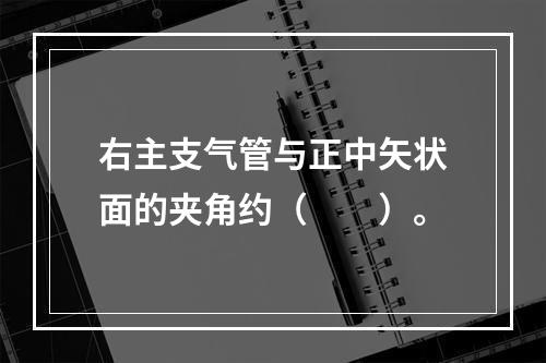 右主支气管与正中矢状面的夹角约（　　）。