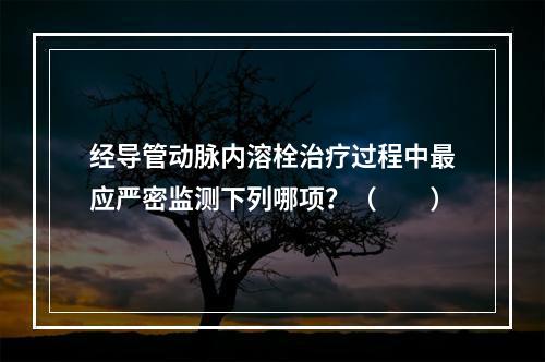 经导管动脉内溶栓治疗过程中最应严密监测下列哪项？（　　）