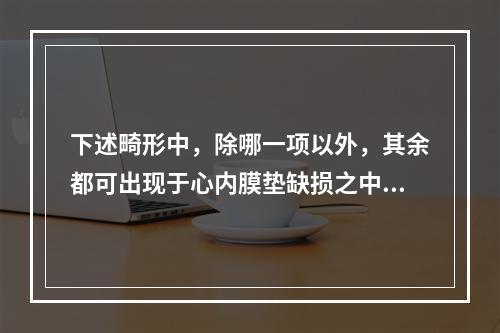 下述畸形中，除哪一项以外，其余都可出现于心内膜垫缺损之中？（