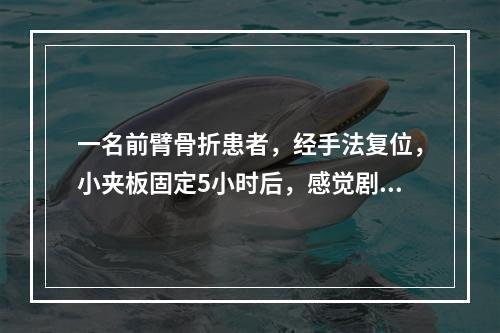 一名前臂骨折患者，经手法复位，小夹板固定5小时后，感觉剧痛，