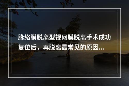 脉络膜脱离型视网膜脱离手术成功复位后，再脱离最常见的原因是（