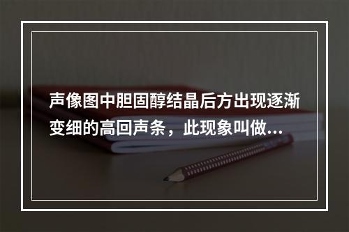 声像图中胆固醇结晶后方出现逐渐变细的高回声条，此现象叫做（