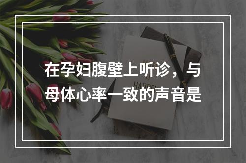 在孕妇腹壁上听诊，与母体心率一致的声音是