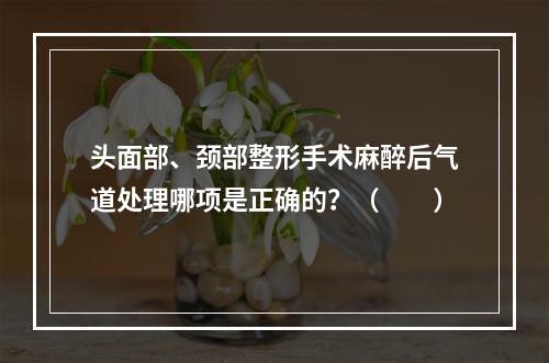 头面部、颈部整形手术麻醉后气道处理哪项是正确的？（　　）