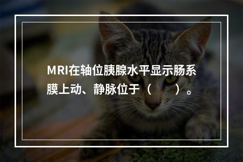 MRI在轴位胰腺水平显示肠系膜上动、静脉位于（　　）。