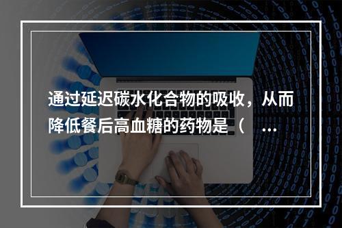 通过延迟碳水化合物的吸收，从而降低餐后高血糖的药物是（　　）