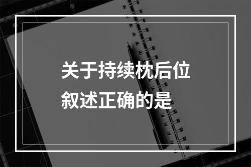 关于持续枕后位叙述正确的是