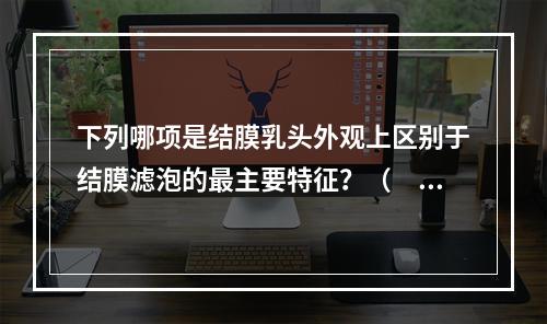 下列哪项是结膜乳头外观上区别于结膜滤泡的最主要特征？（　　）