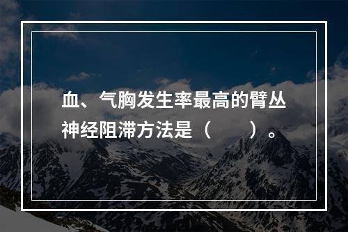 血、气胸发生率最高的臂丛神经阻滞方法是（　　）。