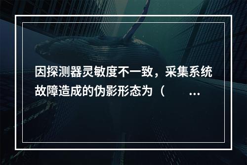 因探测器灵敏度不一致，采集系统故障造成的伪影形态为（　　）。