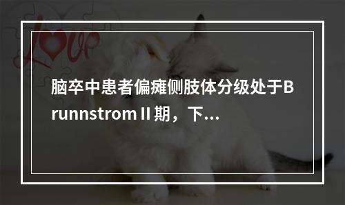 脑卒中患者偏瘫侧肢体分级处于BrunnstromⅡ期，下列康