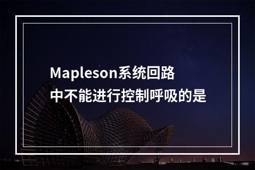 Mapleson系统回路中不能进行控制呼吸的是