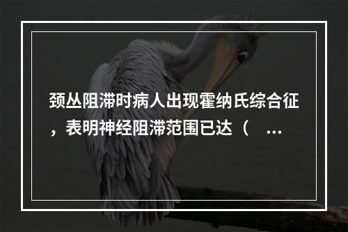 颈丛阻滞时病人出现霍纳氏综合征，表明神经阻滞范围已达（　　）