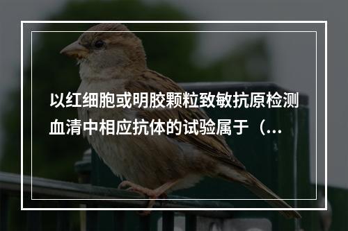 以红细胞或明胶颗粒致敏抗原检测血清中相应抗体的试验属于（　