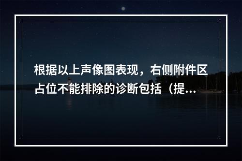 根据以上声像图表现，右侧附件区占位不能排除的诊断包括（提示：