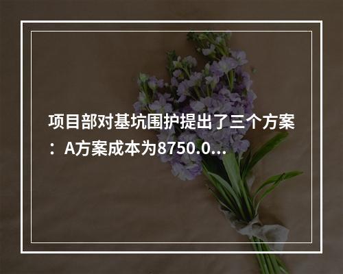 项目部对基坑围护提出了三个方案：A方案成本为8750.00万