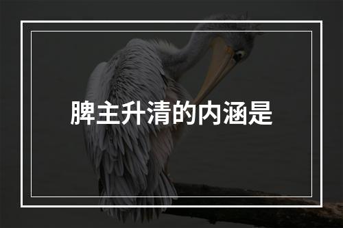 脾主升清的内涵是