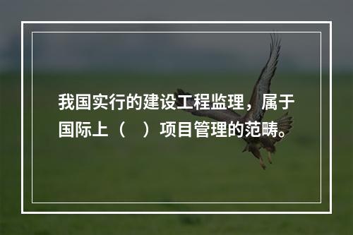 我国实行的建设工程监理，属于国际上（　）项目管理的范畴。