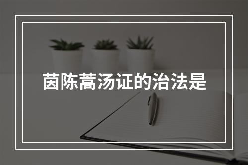 茵陈蒿汤证的治法是