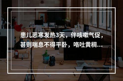 患儿恶寒发热3天，伴咳嗽气促，甚则喘息不得平卧，咯吐黄稠痰，