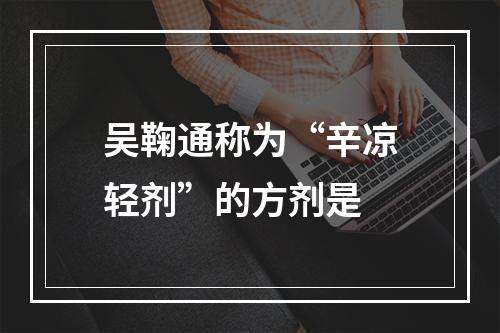 吴鞠通称为“辛凉轻剂”的方剂是