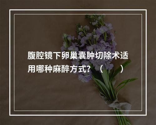 腹腔镜下卵巢囊肿切除术适用哪种麻醉方式？（　　）