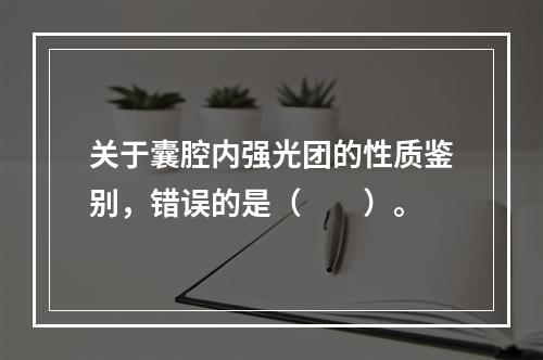 关于囊腔内强光团的性质鉴别，错误的是（　　）。