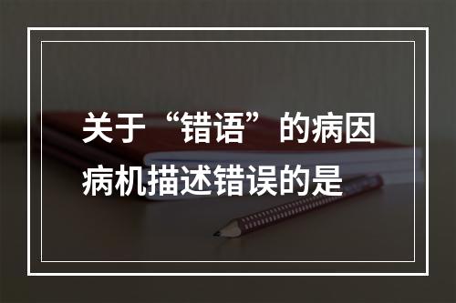 关于“错语”的病因病机描述错误的是