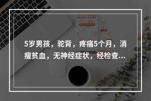 5岁男孩，驼背，疼痛5个月，消瘦贫血，无神经症状，经检查双肺