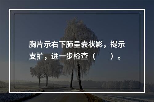 胸片示右下肺呈囊状影，提示支扩，进一步检查（　　）。