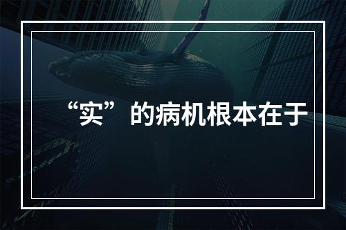 “实”的病机根本在于