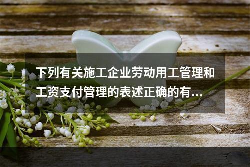 下列有关施工企业劳动用工管理和工资支付管理的表述正确的有（　