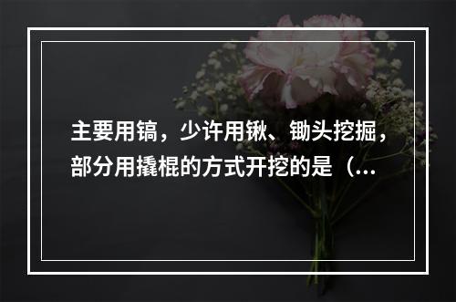 主要用镐，少许用锹、锄头挖掘，部分用撬棍的方式开挖的是（　）