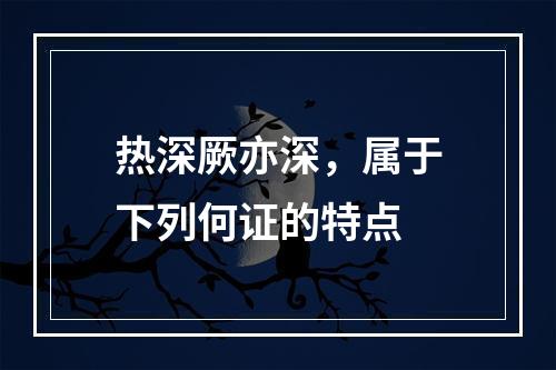 热深厥亦深，属于下列何证的特点