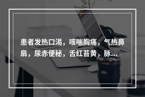 患者发热口渴，咳喘胸痛，气热鼻扇，尿赤便秘，舌红苔黄，脉数，