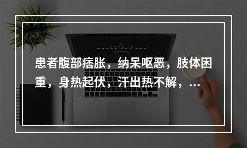 患者腹部痞胀，纳呆呕恶，肢体困重，身热起伏，汗出热不解，尿黄