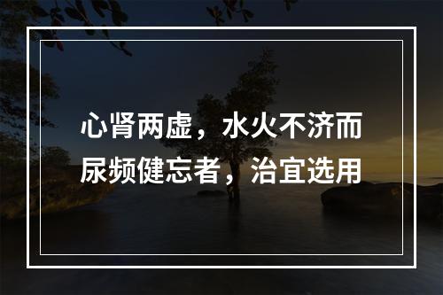 心肾两虚，水火不济而尿频健忘者，治宜选用