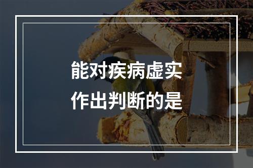 能对疾病虚实作出判断的是