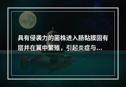 具有侵袭力的菌株进入肠黏膜固有层并在翼中繁殖，引起炎症与溃疡